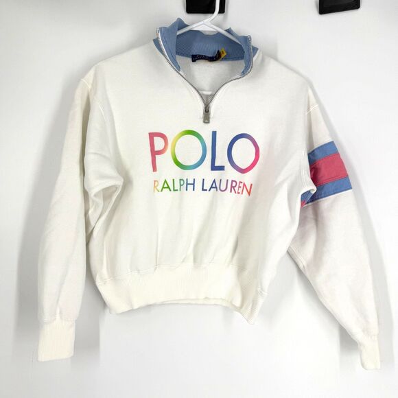 Ralph Lauren Tops - Polo Ralph Lauren Ombre Logo Fleece 1/4 Zip Pullover Sweatshirt Women Size S